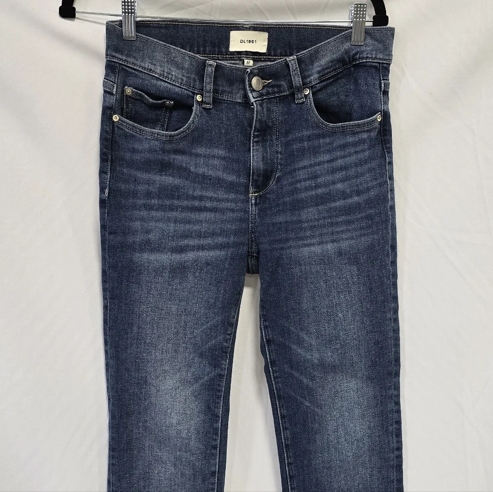 DL1961 women 27 mara mid-rise raw ankle straight jeans denim Instasculpt grunge - Picture 4 of 12